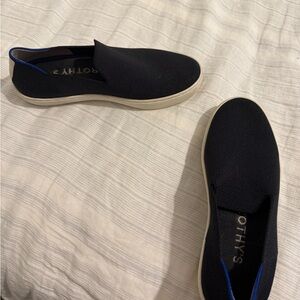 Barely worn Rothy's Black Loafers Slip-Ons with Woven Fabric and Flexible Sole